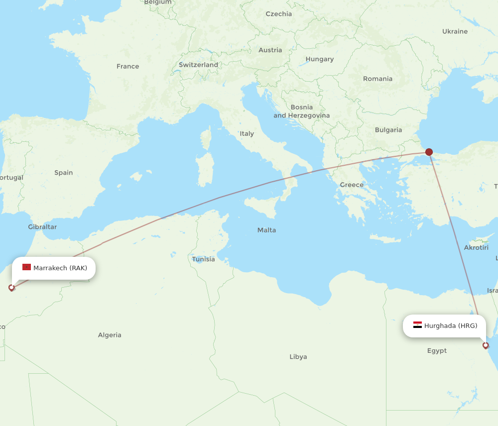 Flights from Hurghada to Marrakech HRG to RAK Flight Routes