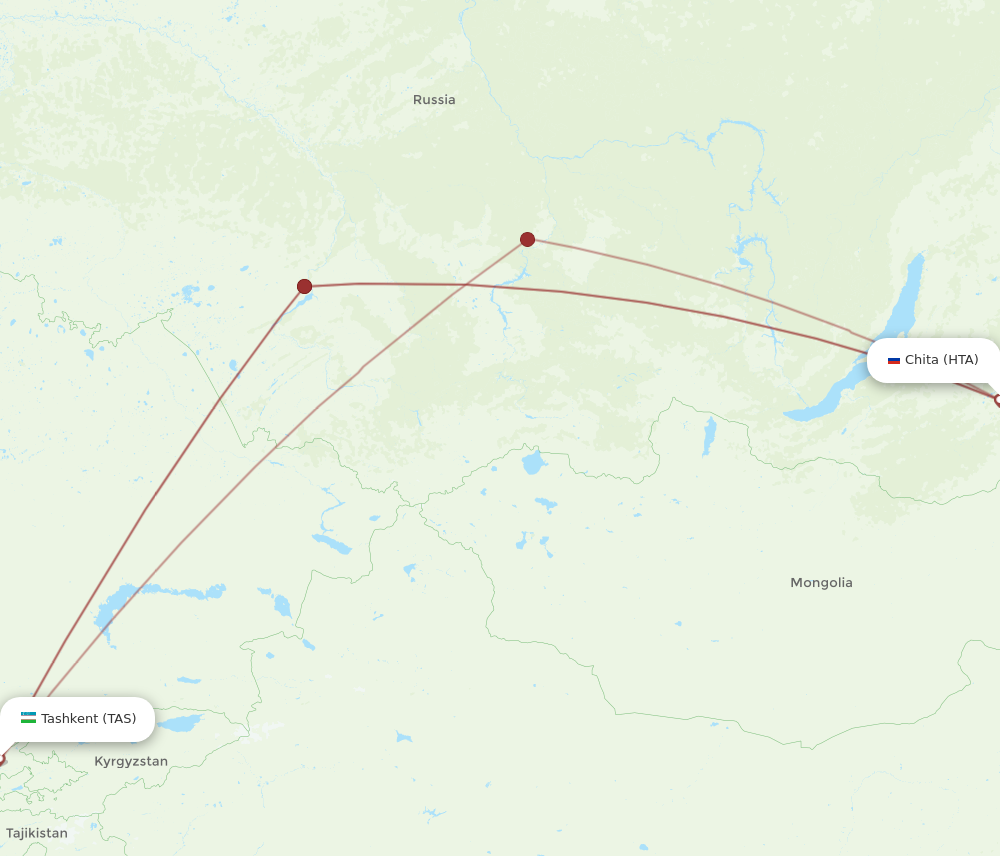 All Flight Routes From Tashkent To Chita, TAS To HTA - Flight Routes