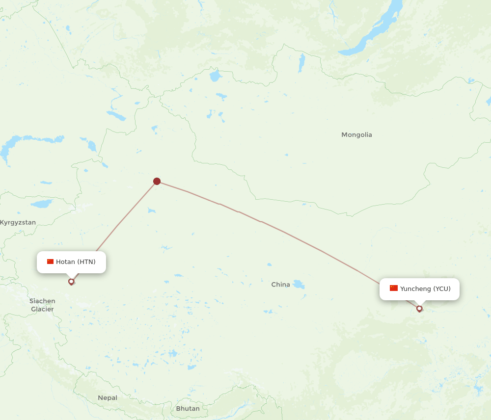 Flights From Hotan To Yuncheng, Htn To Ycu - Flight Routes