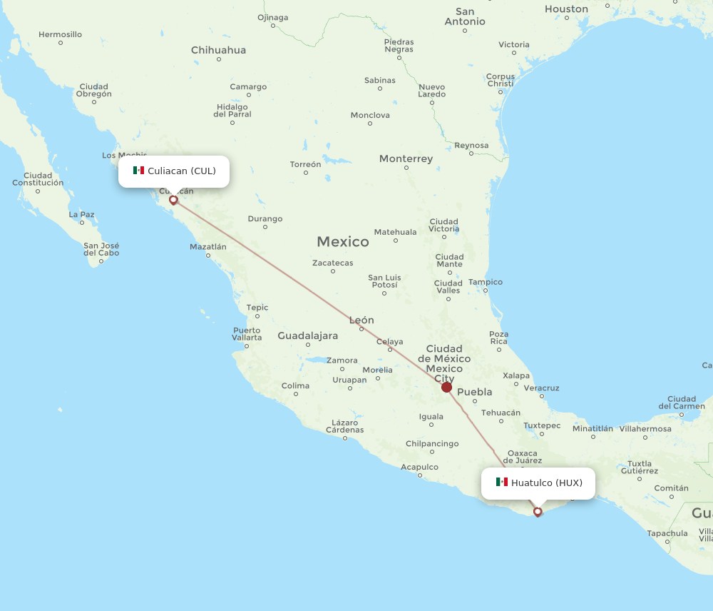 Flights from Huatulco to Culiacan, HUX to CUL - Flight Routes