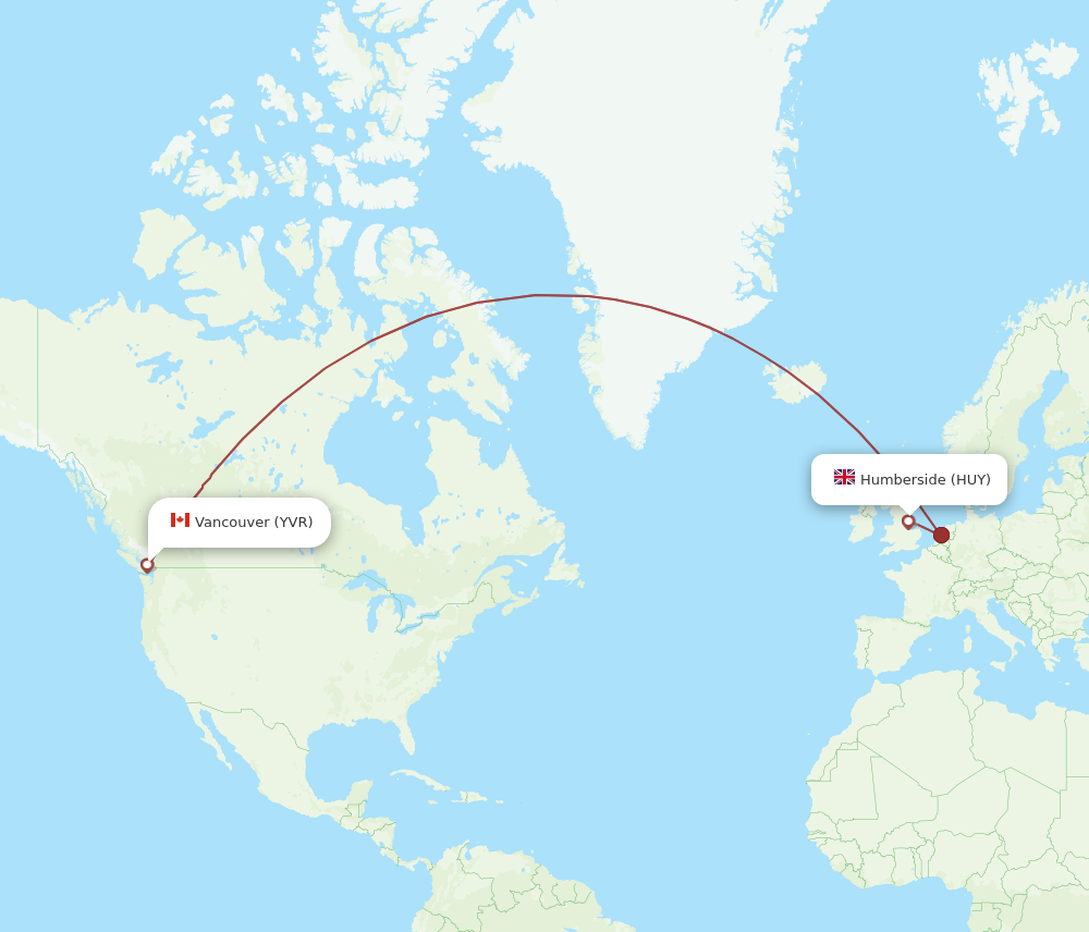 Flights from Humberside to Vancouver HUY to YVR Flight Routes