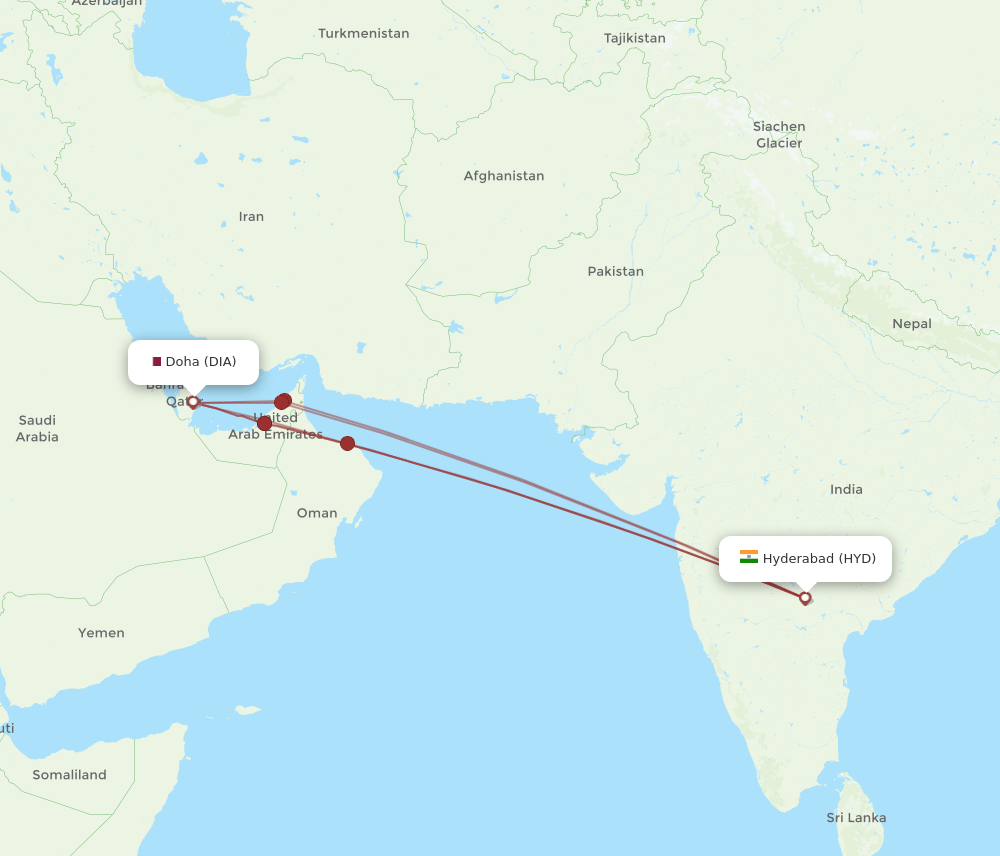 All Flight Routes From Hyderabad To Doha Hyd To Dia Flight Routes 4944