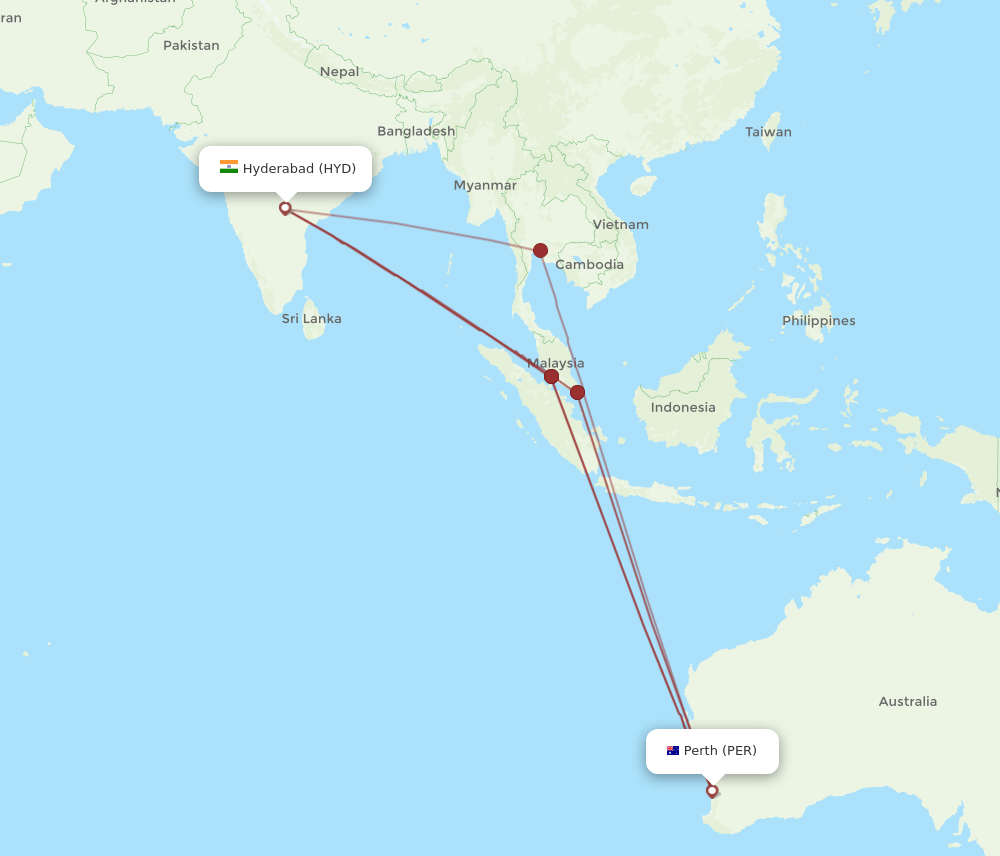 All Flight Routes From Hyderabad To Perth Hyd To Per Flight Routes 1018