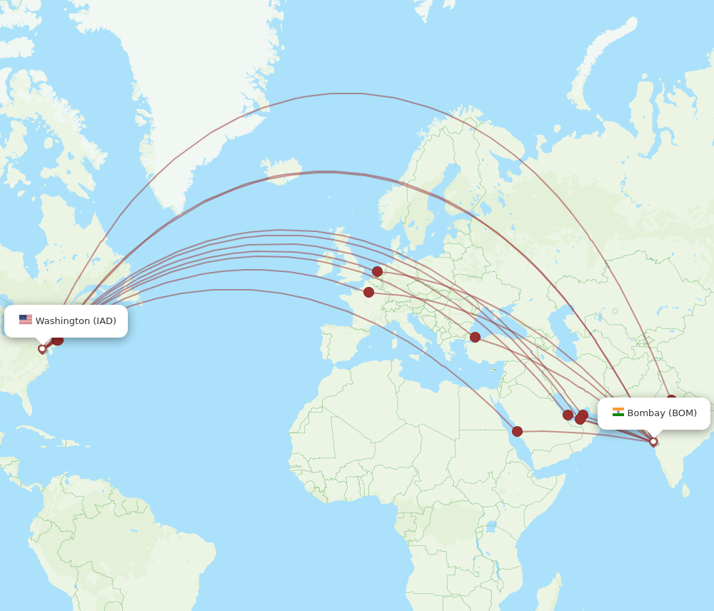 All Flight Routes From Dulles To Mumbai, Iad To Bom - Flight Routes