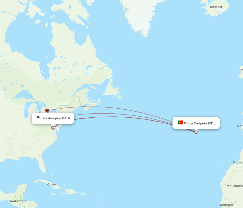 All Flight Routes From Ponta Delgada Azores To Dulles Pdl To Iad Flight Routes 3864