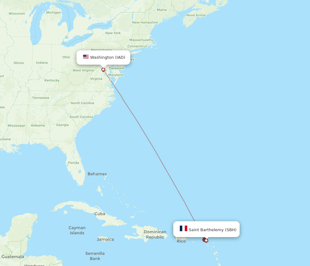 Flights from Dulles to Saint Barthelemy IAD to SBH Flight Routes