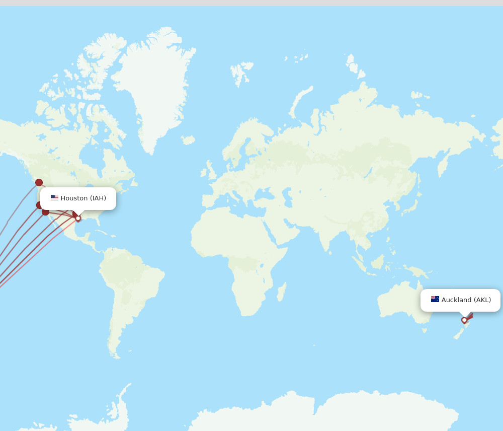 Flights from Houston to Auckland IAH to AKL Flight Routes