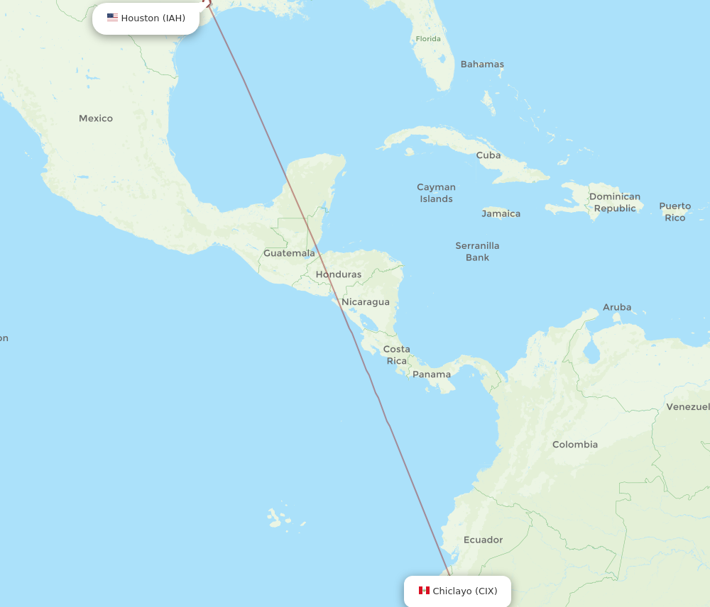 Flights from Houston to Chiclayo IAH to CIX Flight Routes