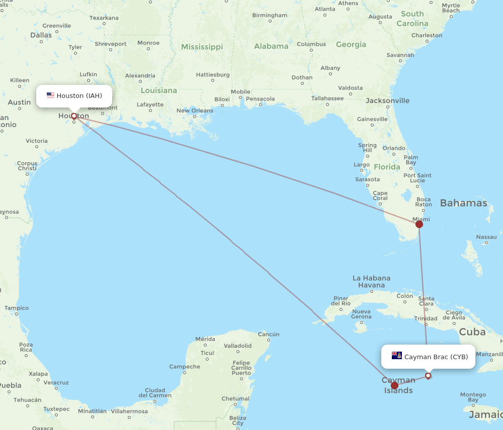 Flights from Houston to Cayman Brac Island IAH to CYB Flight Routes