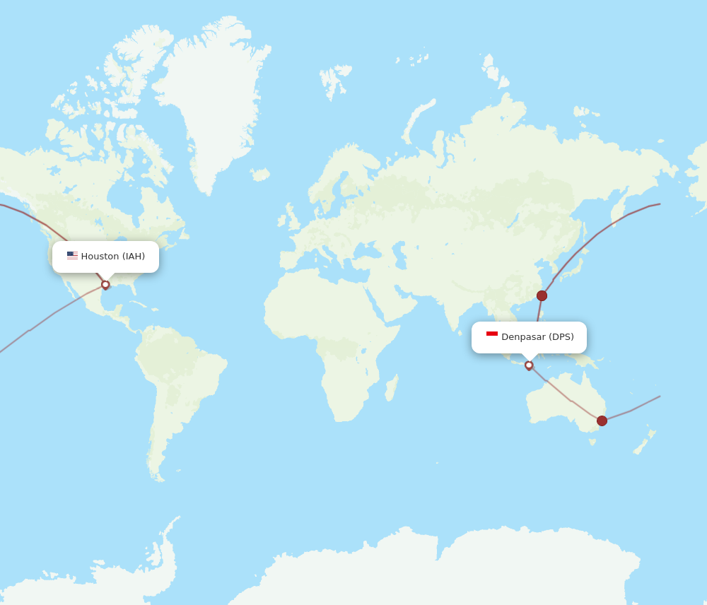 Flights from Houston to Denpasar IAH to DPS Flight Routes