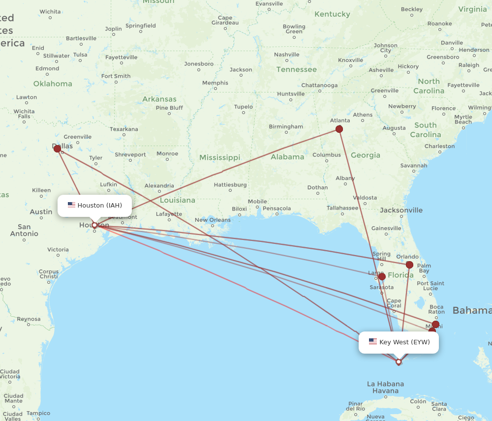 Flights from Houston to Key West IAH to EYW Flight Routes