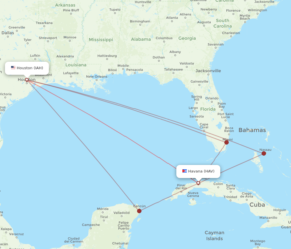 Flights from Houston to Havana IAH to HAV Flight Routes