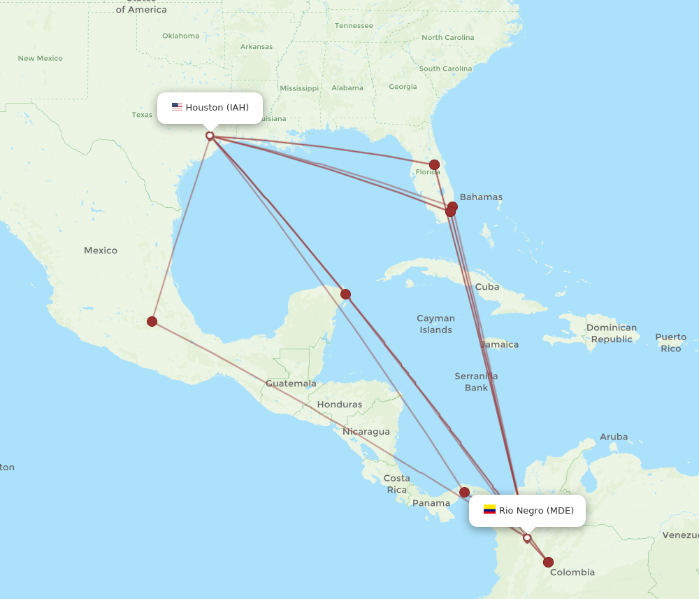 Flights from Houston to Medellin IAH to MDE Flight Routes