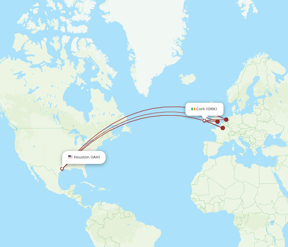 Flights from Houston to Cork IAH to ORK Flight Routes