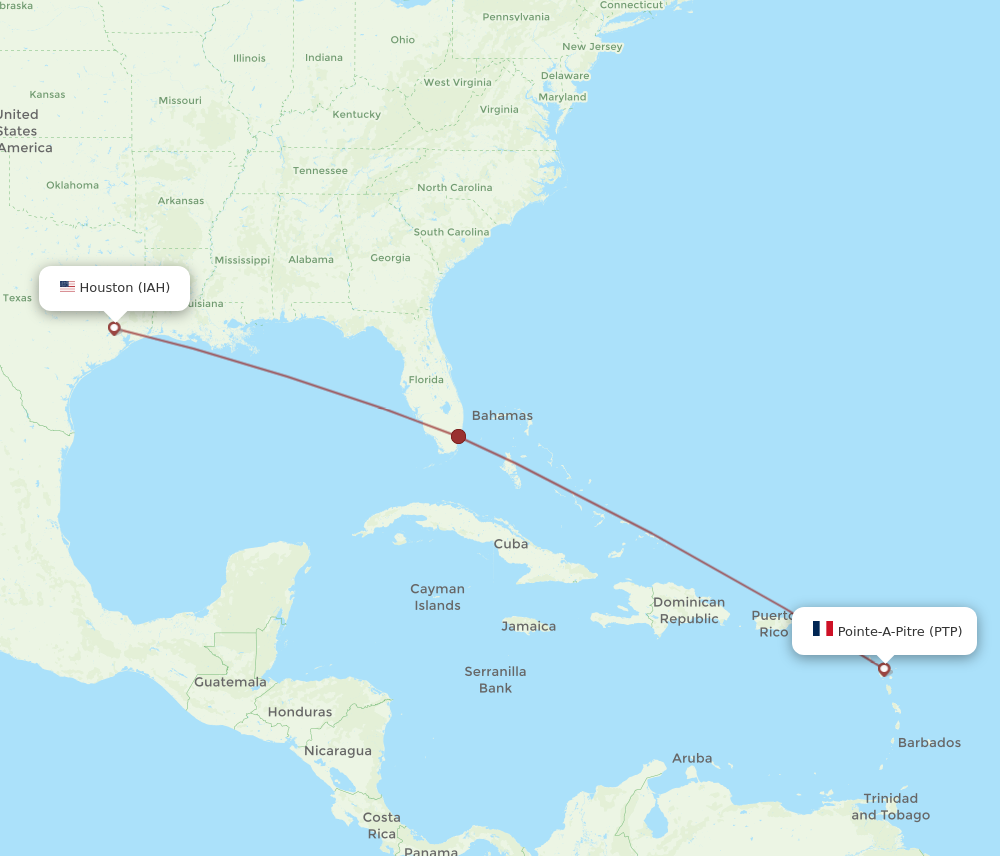 Flights from Houston to Pointe a Pitre IAH to PTP Flight Routes