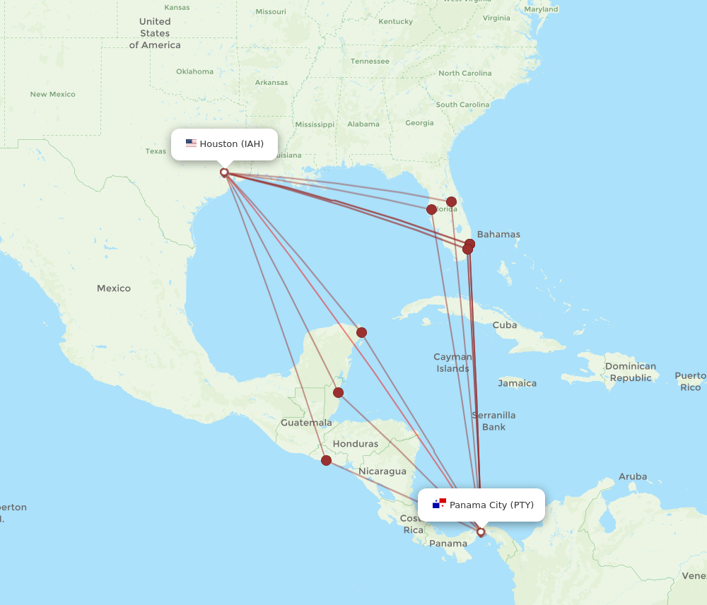 Flights from Houston to Panama City IAH to PTY Flight Routes