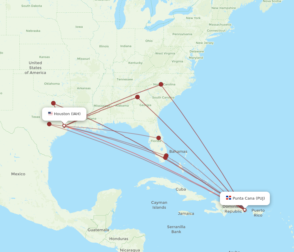 Flights from Houston to Punta Cana IAH to PUJ Flight Routes