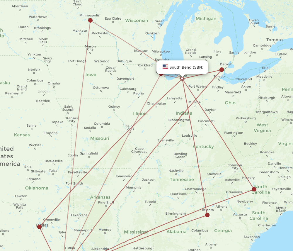 Flights from Houston to South Bend IAH to SBN Flight Routes