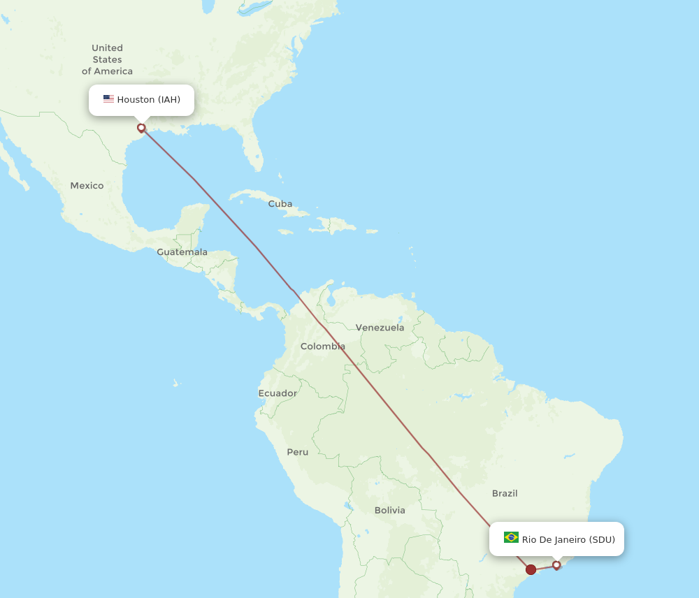 Flights from Houston to Rio De Janeiro IAH to SDU Flight Routes