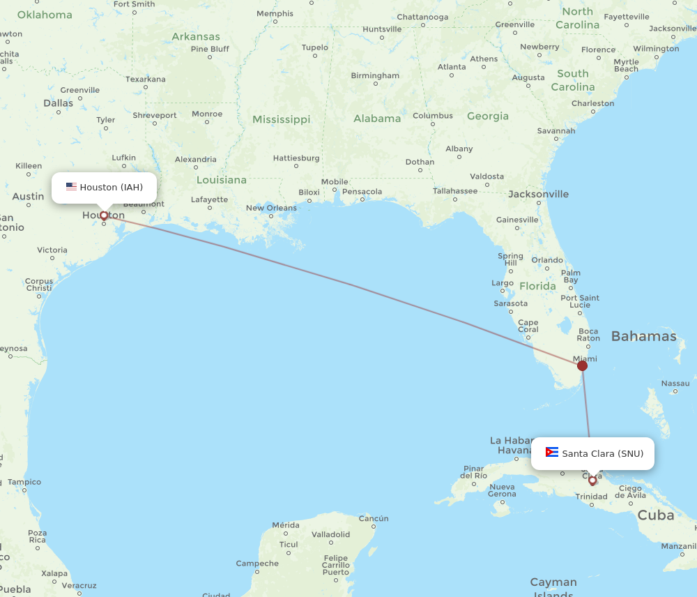 Flights from Houston to Santa Clara IAH to SNU Flight Routes