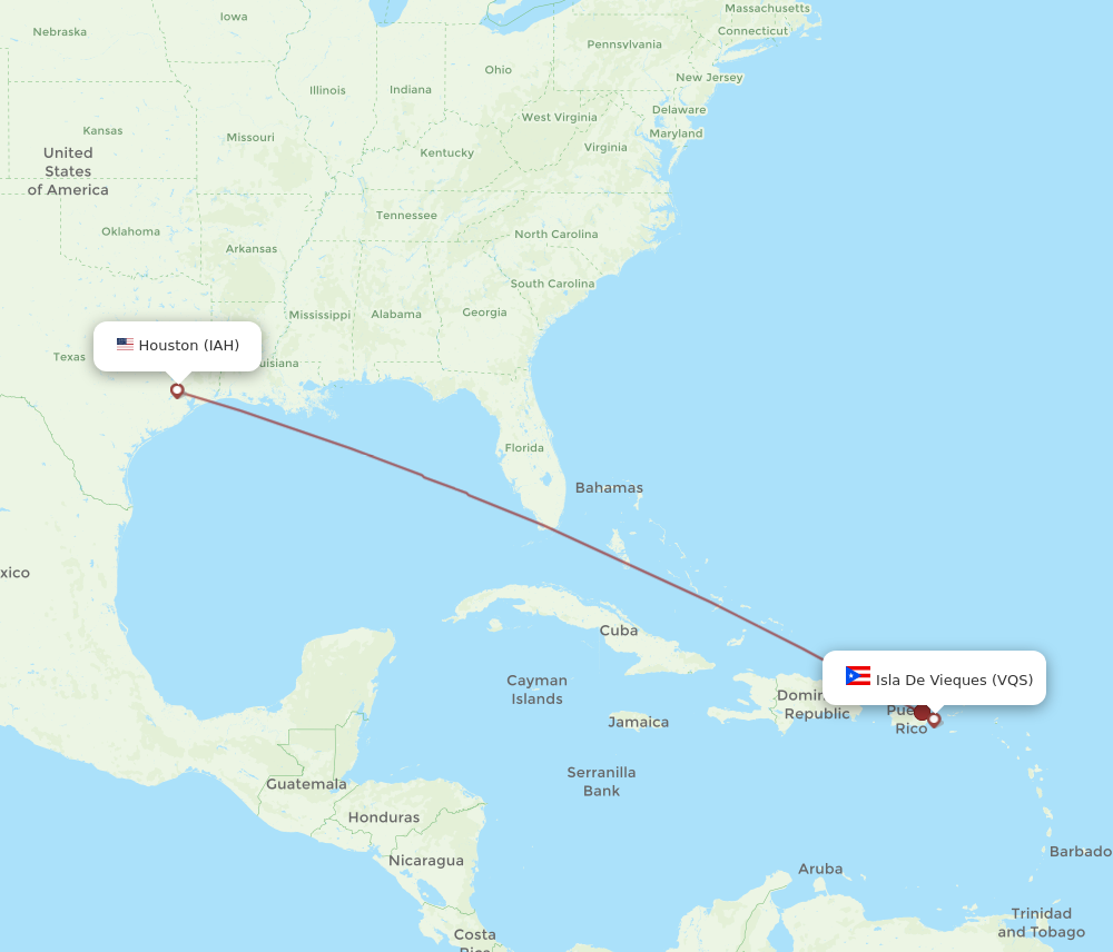 Flights from Houston to Vieques IAH to VQS Flight Routes