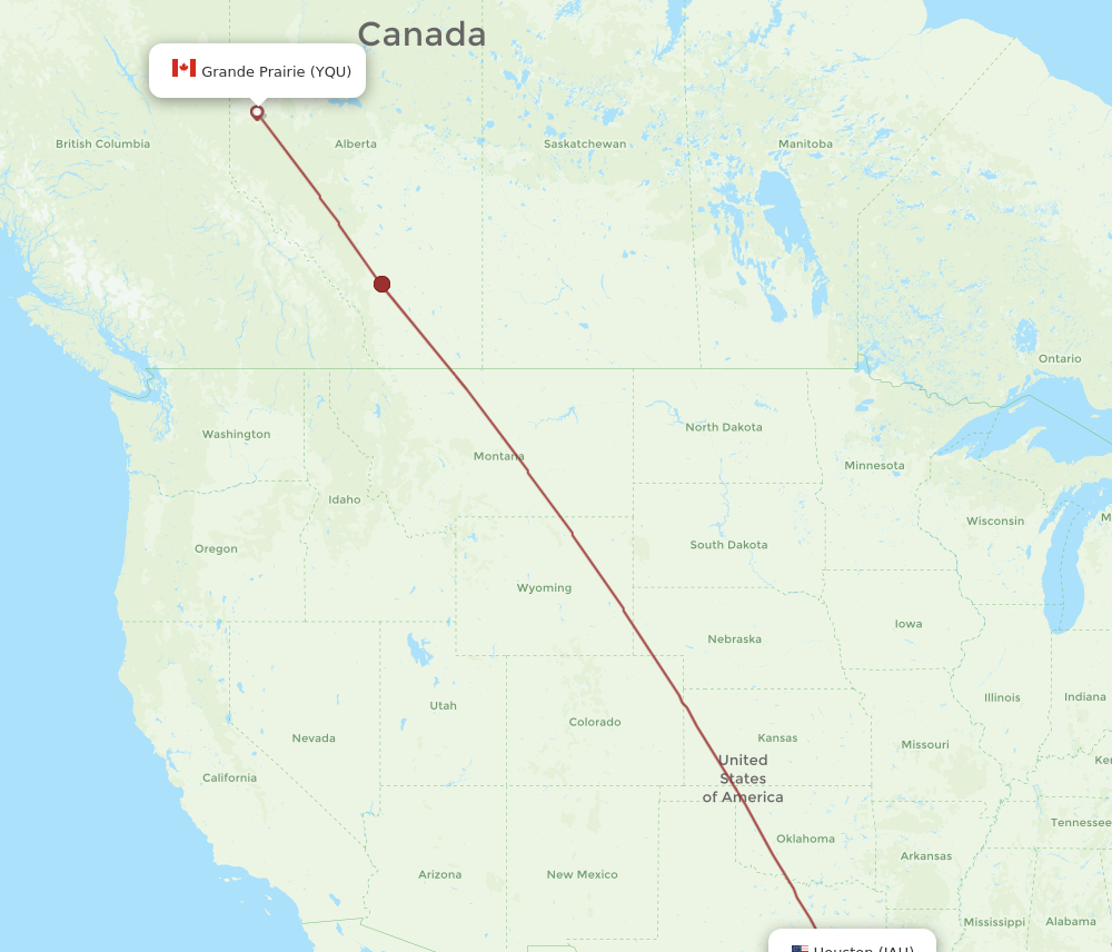 Flights from Houston to Grande Prairie IAH to YQU Flight Routes