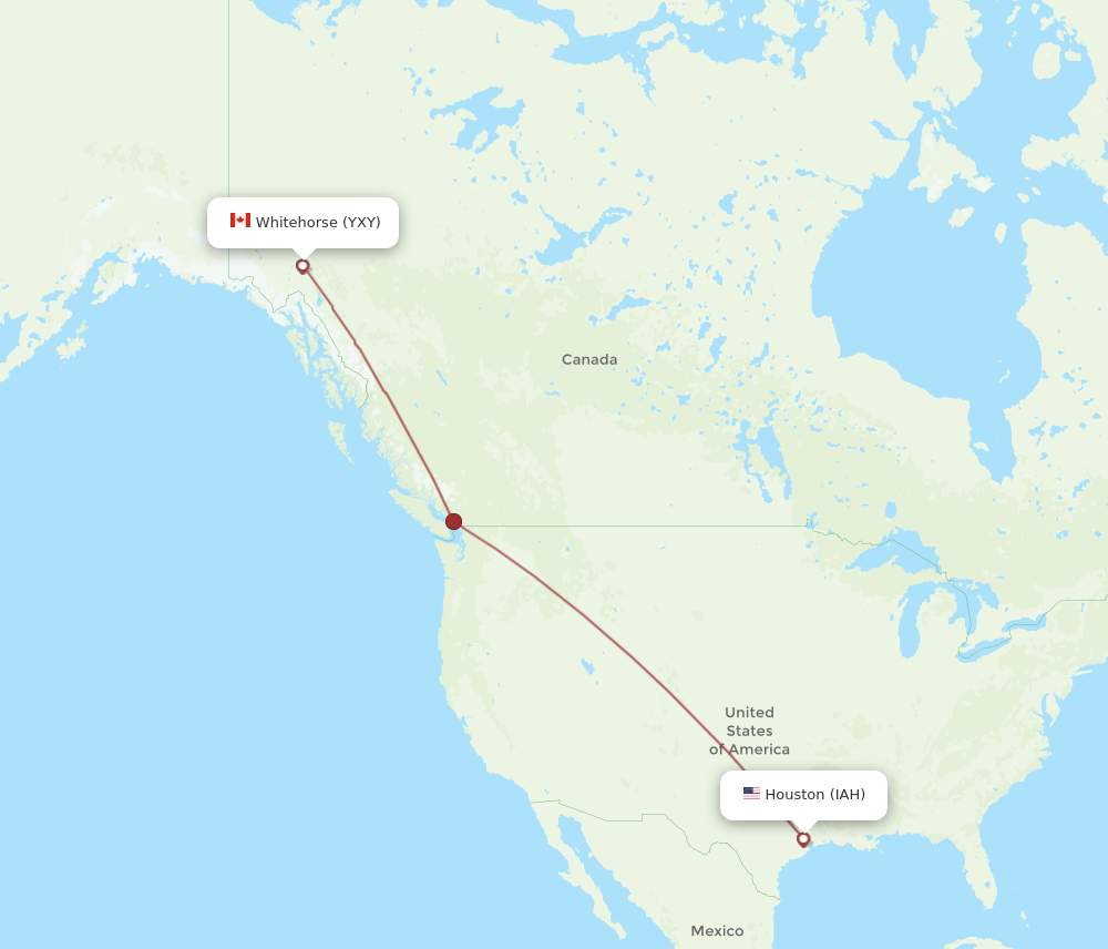 Flights from Houston to Whitehorse IAH to YXY Flight Routes