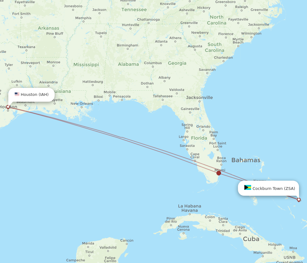 Flights from Houston to San Salvador IAH to ZSA Flight Routes