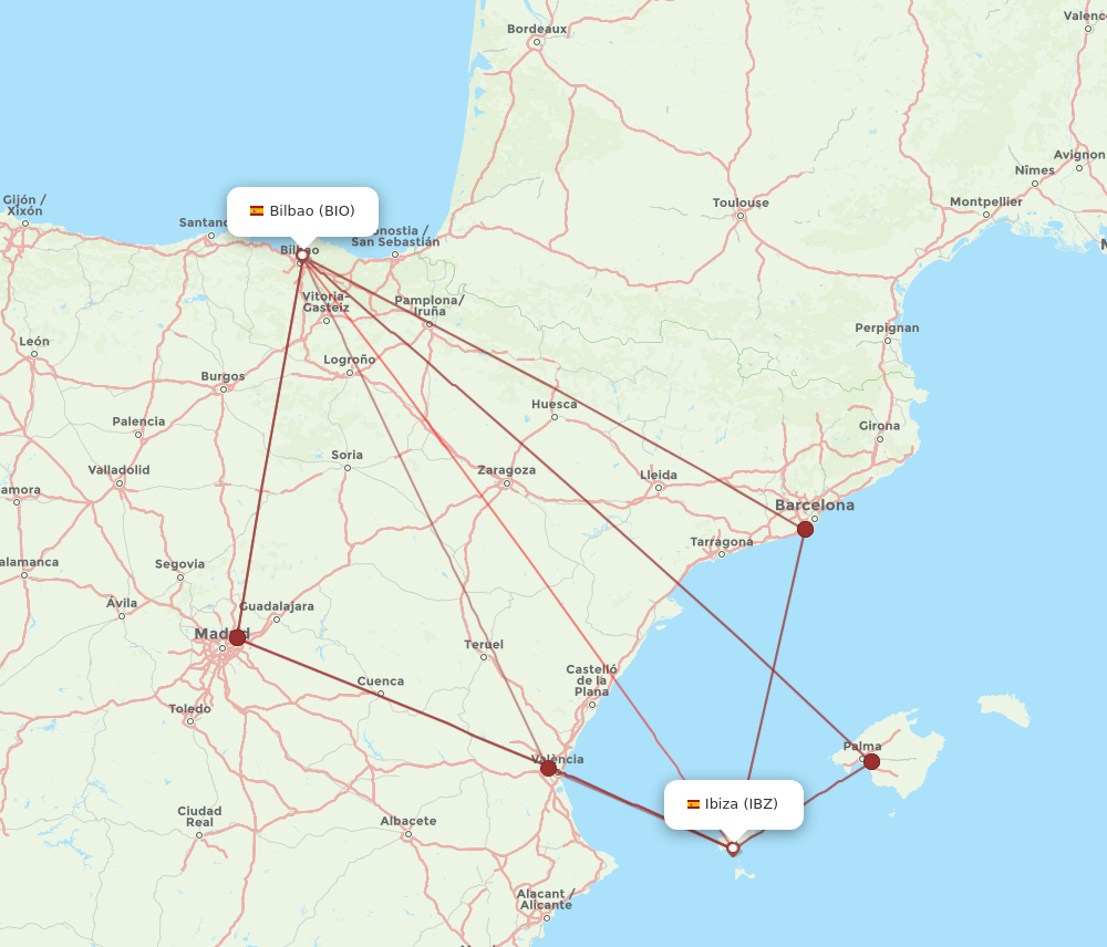 Flights from Ibiza to Bilbao IBZ to BIO Flight Routes