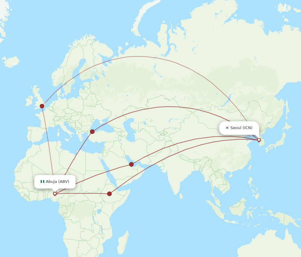 Flights From Seoul To Abuja, ICN To ABV - Flight Routes