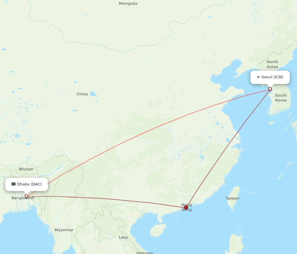 All Flight Routes From Seoul To Dhaka Icn To Dac Flight Routes 4533