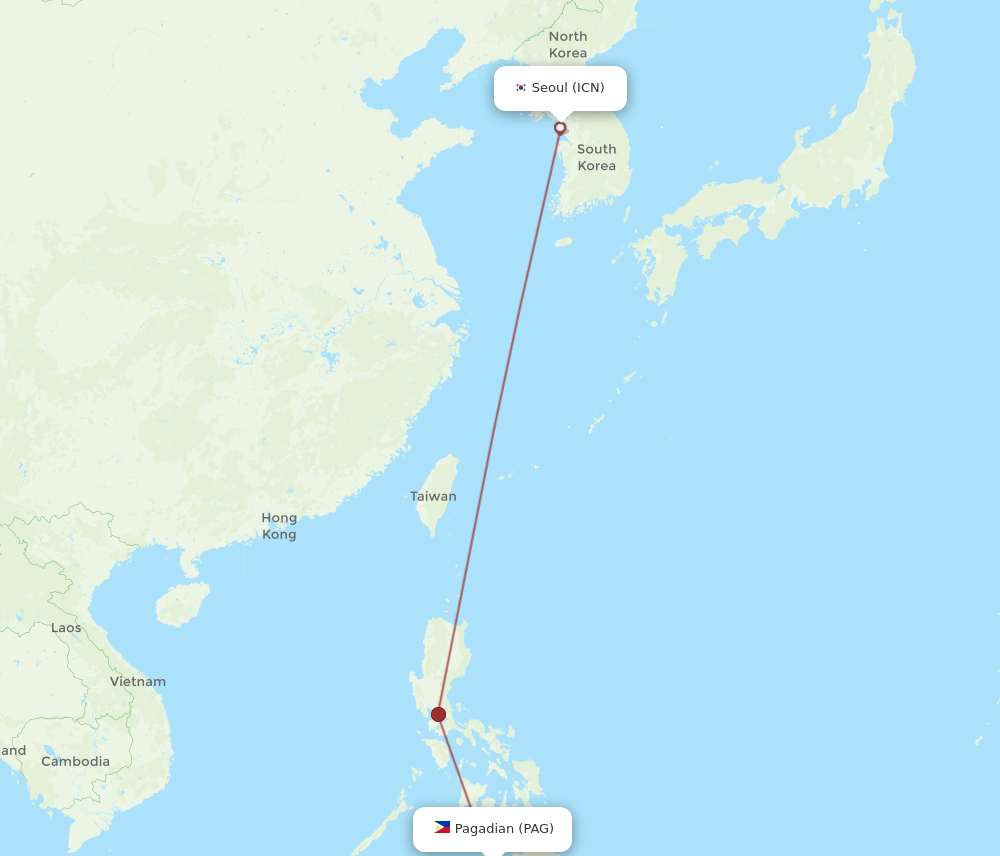 Flights from Seoul to Pagadian, ICN to PAG - Flight Routes