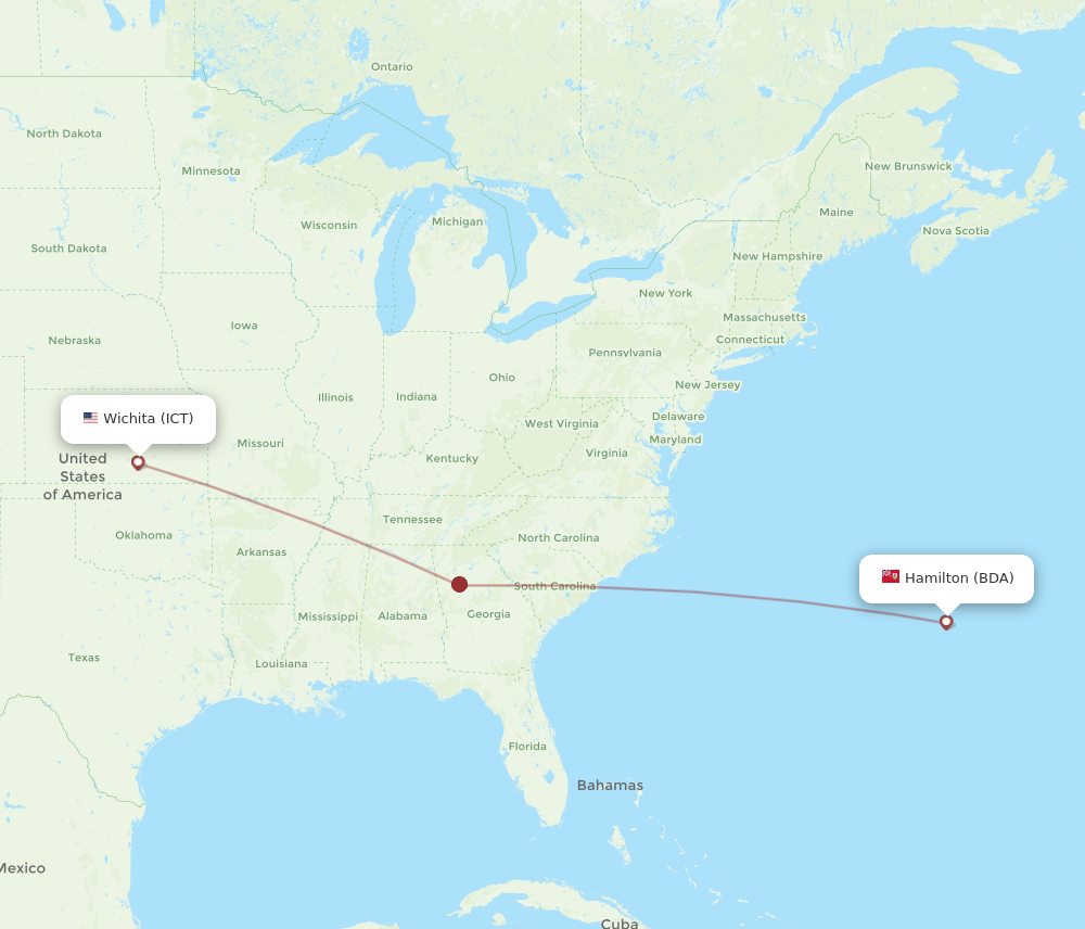 Flights from Wichita to Bermuda ICT to BDA Flight Routes