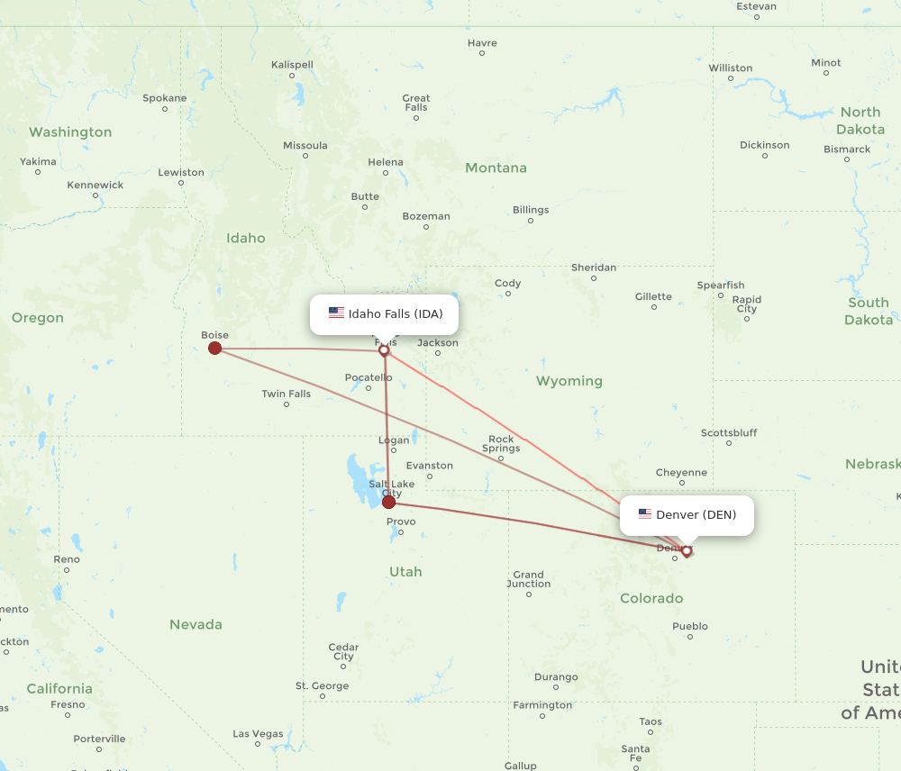 Flights from Idaho Falls to Denver IDA to DEN Flight Routes