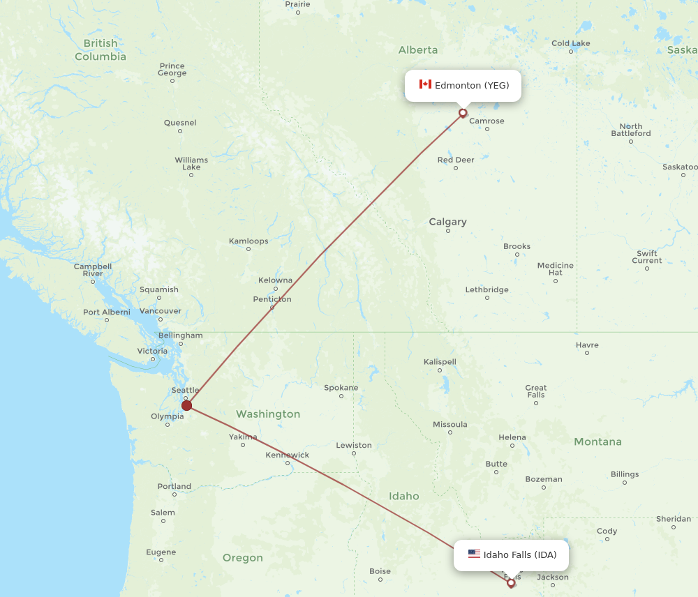 Flights from Idaho Falls to Edmonton, IDA to YEG - Flight Routes