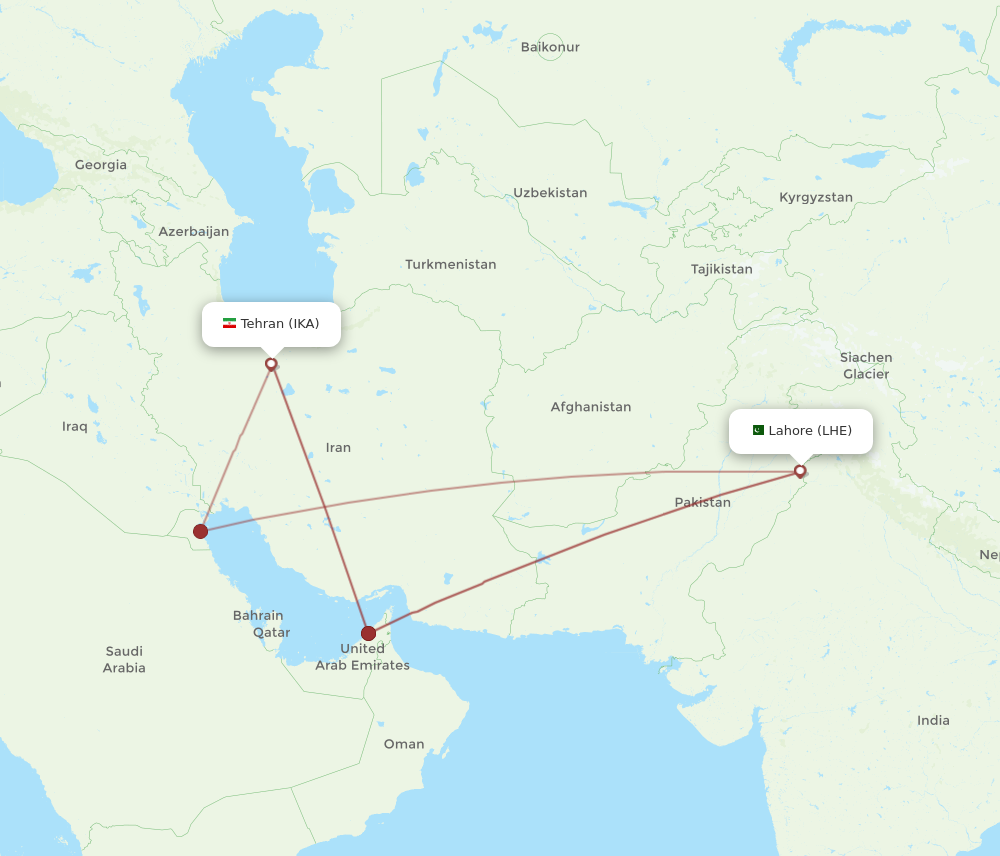 Flights from Tehran to Lahore IKA to LHE Flight Routes