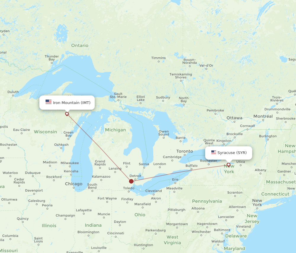 Flights From Iron Mountain To Syracuse, Imt To Syr - Flight Routes