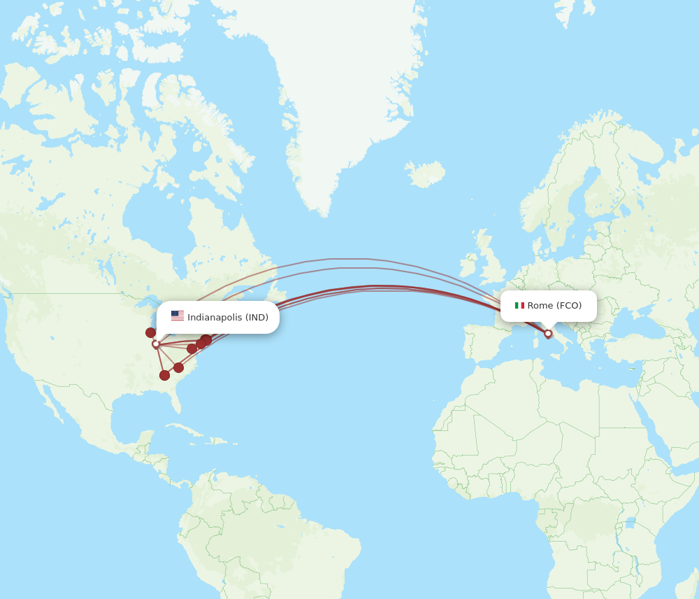 Flights from Indianapolis to Rome IND to FCO Flight Routes