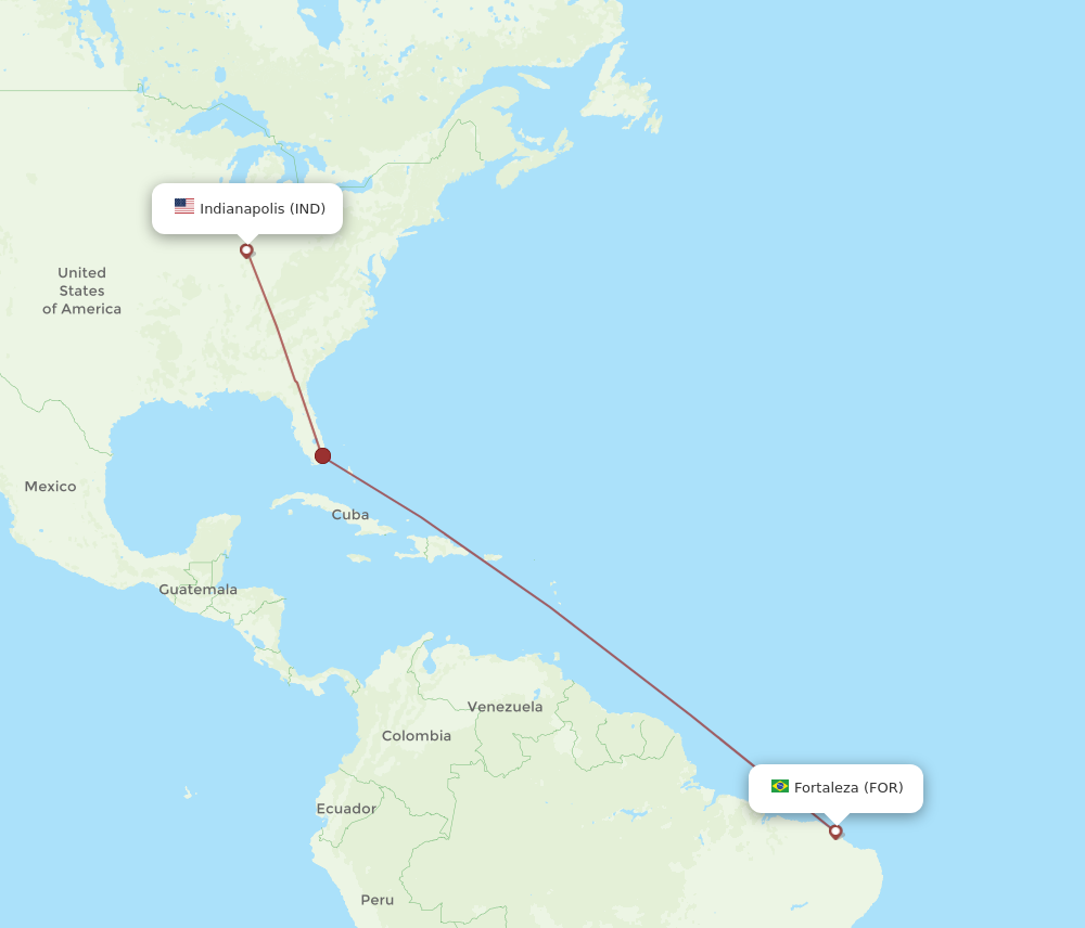 Flights from Indianapolis to Fortaleza IND to FOR Flight Routes