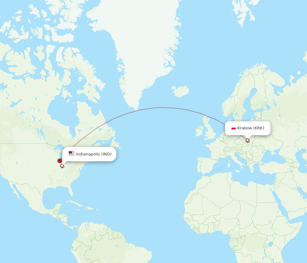 Flights from Indianapolis to Krakow IND to KRK Flight Routes