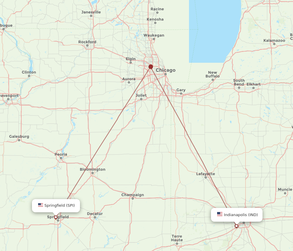 Flights from Indianapolis to Springfield IND to SPI Flight Routes