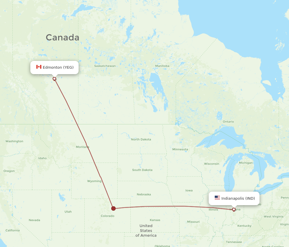 Flights from Indianapolis to Edmonton IND to YEG Flight Routes