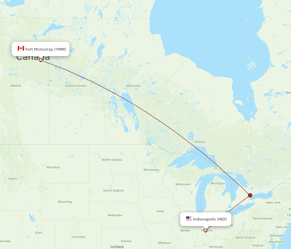 Flights from Indianapolis to Fort McMurray IND to YMM Flight Routes