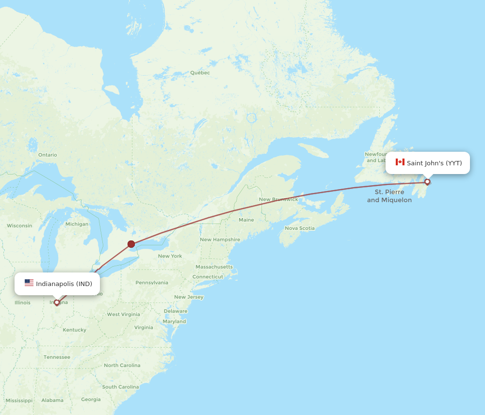 Flights from Indianapolis to St. John s IND to YYT Flight Routes