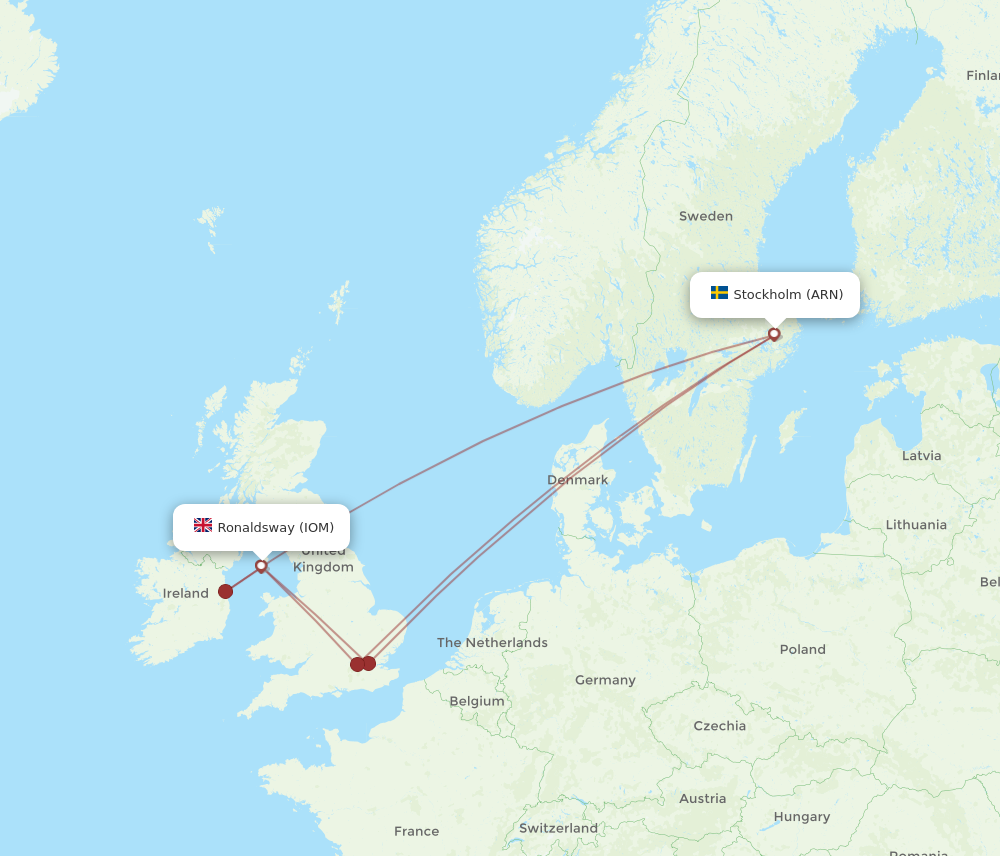 Flights from Isle Of Man to Stockholm IOM to ARN Flight Routes