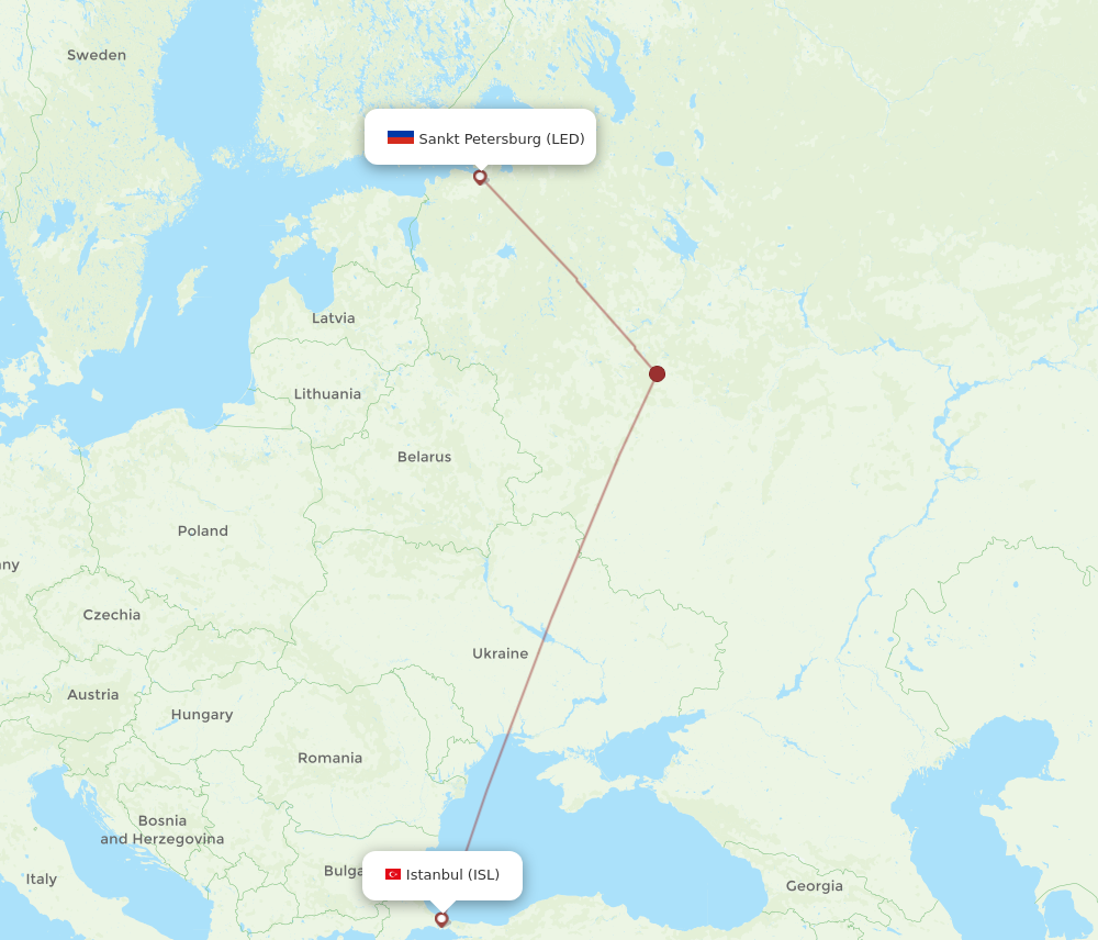 Flights from Istanbul to Saint Petersburg, ISL to LED - Flight Routes