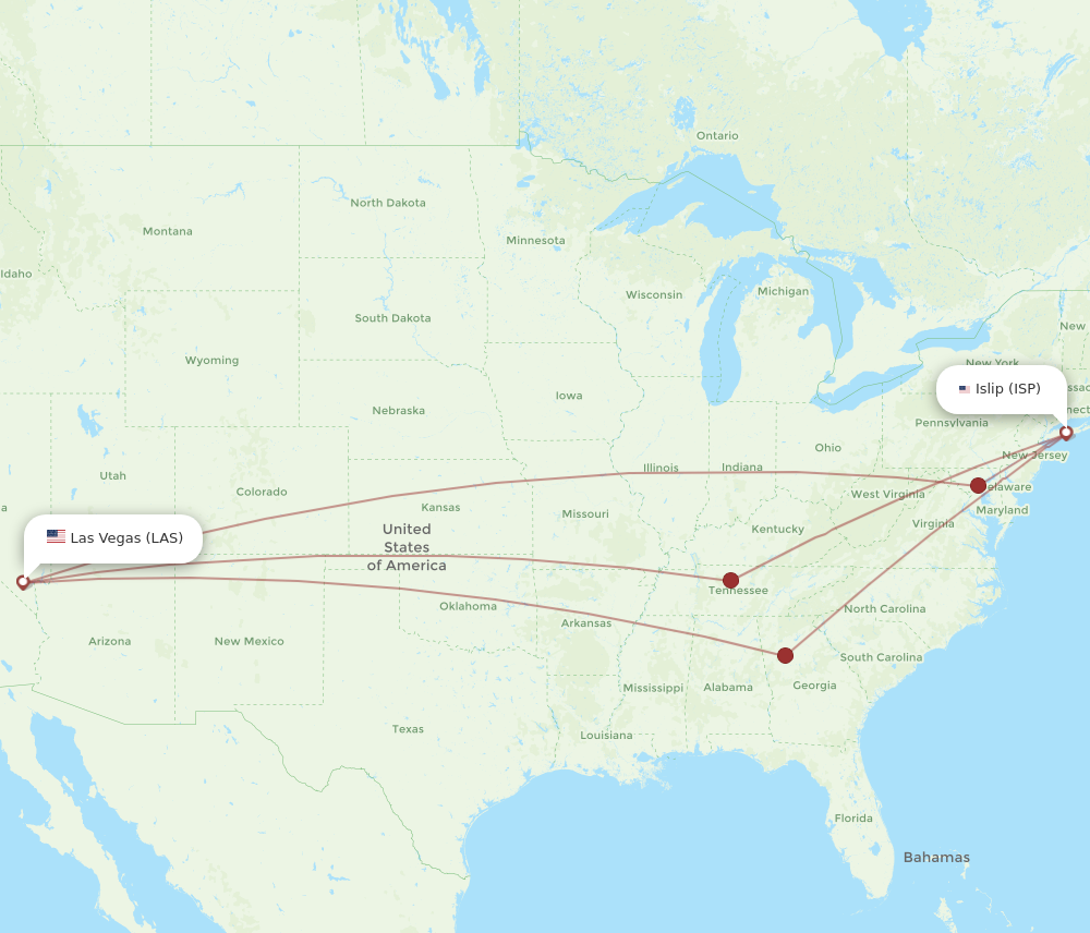 Flights from Islip to Las Vegas ISP to LAS Flight Routes