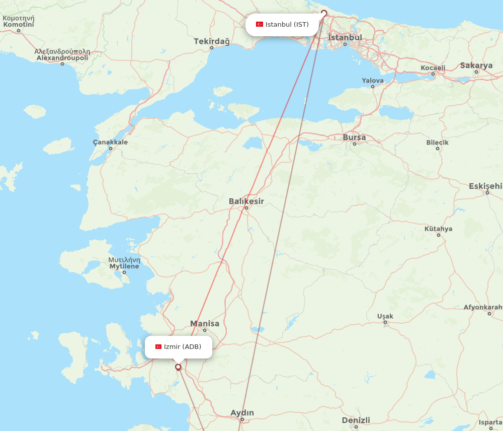 Flights from Istanbul to Izmir IST to ADB Flight Routes