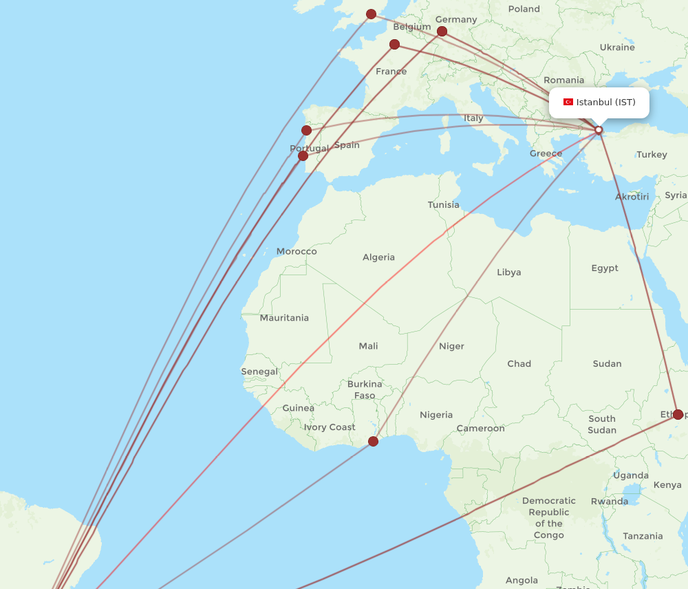 All Flight Routes From Istanbul To Sao Paulo, Ist To Gru - Flight Routes