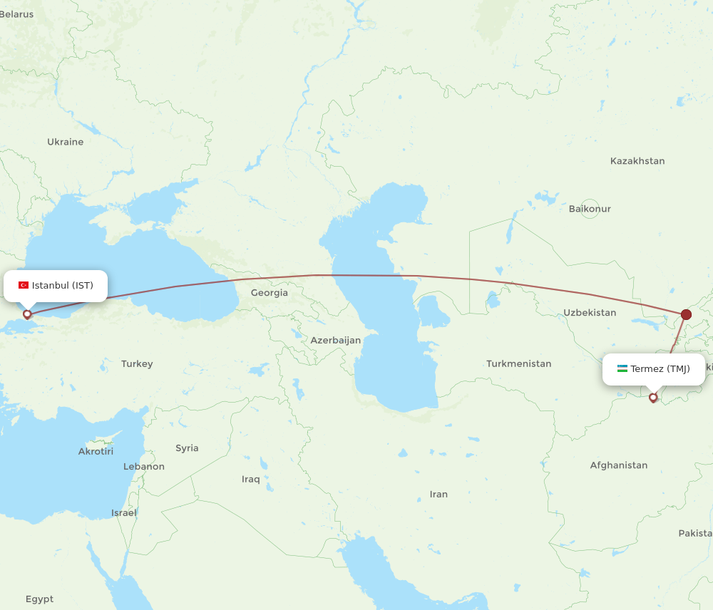 Flights from Istanbul to Termez, IST to TMJ - Flight Routes